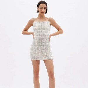 Rachel Gilbert White Sheath Mini Dress Spaghetti Strap